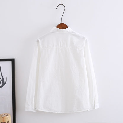 Ladies White Long Sleeve Cotton Blouse by HitMyNeed
