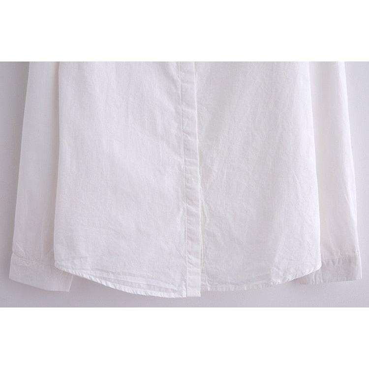 Ladies White Long Sleeve Cotton Blouse by HitMyNeed