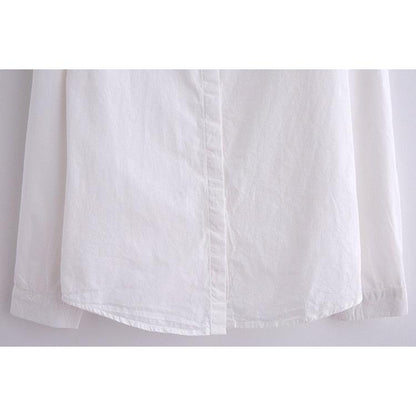Ladies White Long Sleeve Cotton Blouse by HitMyNeed