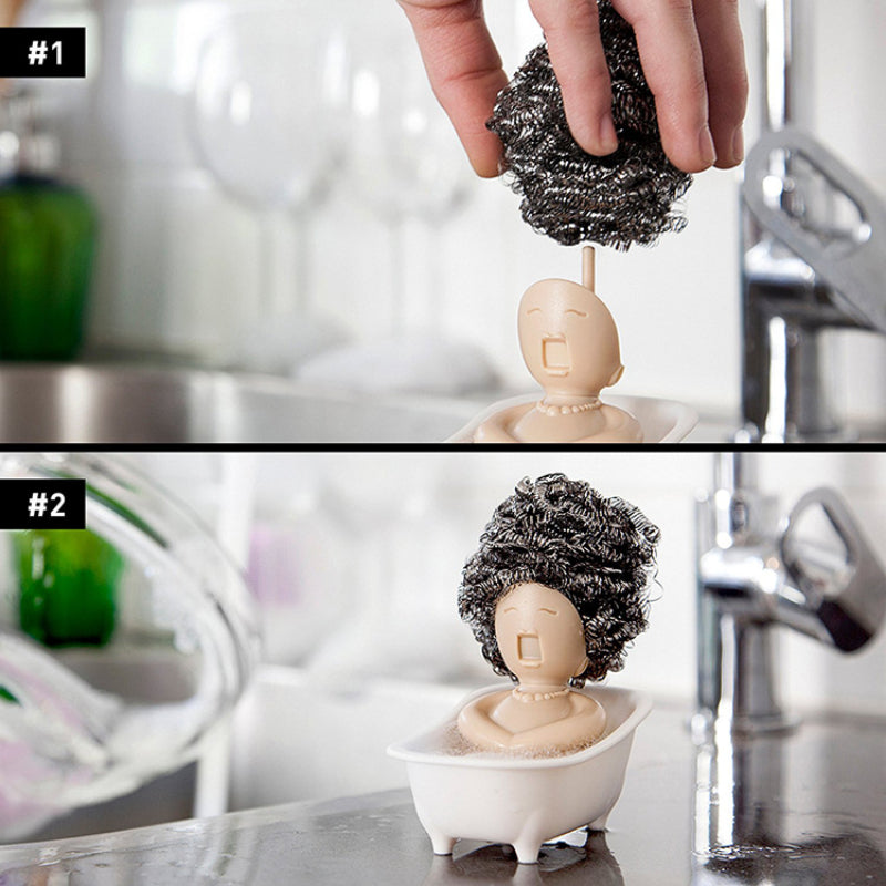 Lady in Bathtub Dish Scrub & Sponge Holder by HitMyNeed