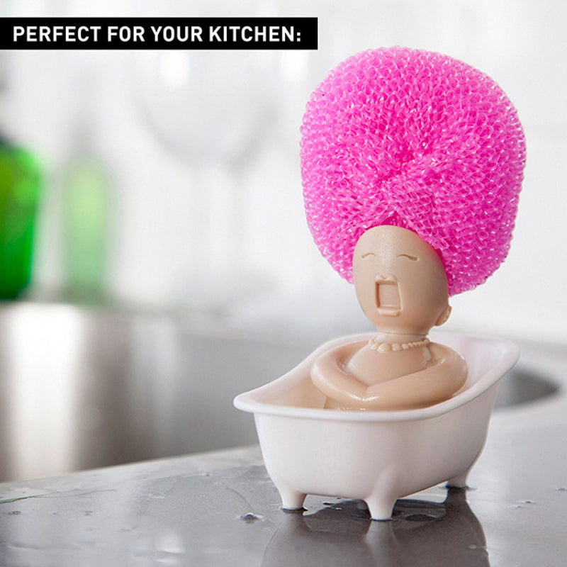 Lady in Bathtub Dish Scrub & Sponge Holder by HitMyNeed
