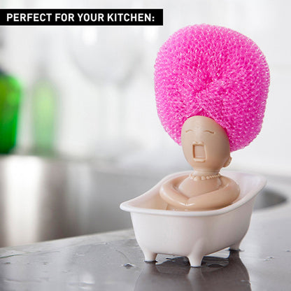 Lady in Bathtub Dish Scrub & Sponge Holder by HitMyNeed