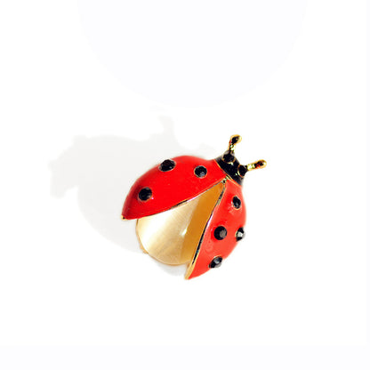 Ladybug Brooch with Rhinestones and Opal by HitMyNeed