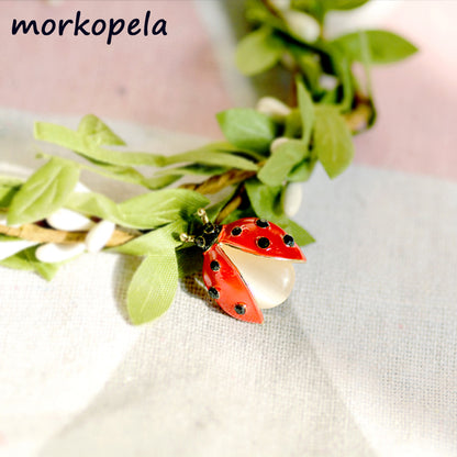 Ladybug Brooch with Rhinestones and Opal by HitMyNeed