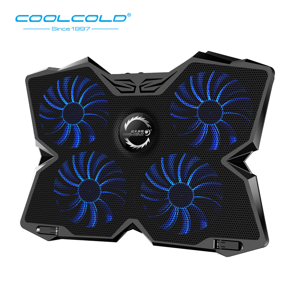 Laptop Cooling Pad with 4 Fans and Adjustable Stand black-and-blue by HitMyNeed