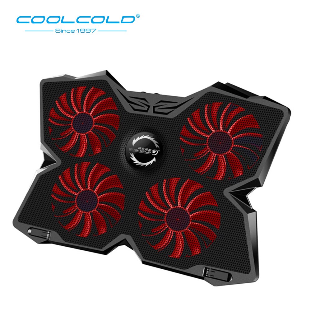 Laptop Cooling Pad with 4 Fans and Adjustable Stand red-and-black by HitMyNeed