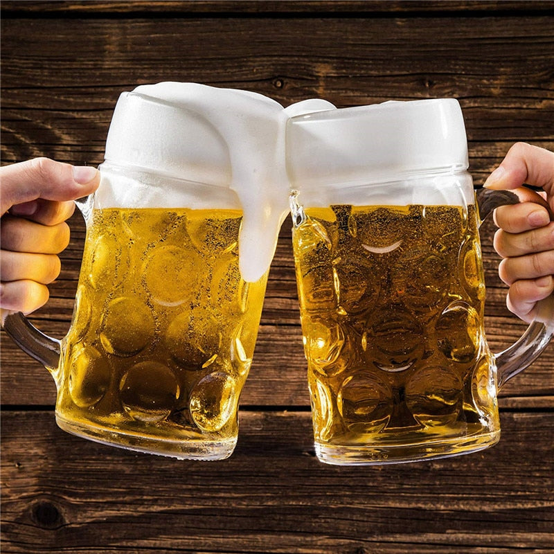 Large 1 Liter Glass Beer Mug with Handle by HitMyNeed