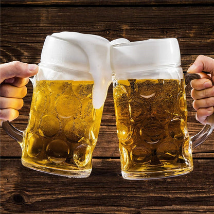 Large 1 Liter Glass Beer Mug with Handle by HitMyNeed