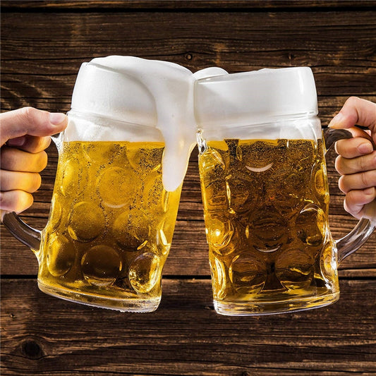 Large 1 Liter Glass Beer Mug with Handle by HitMyNeed