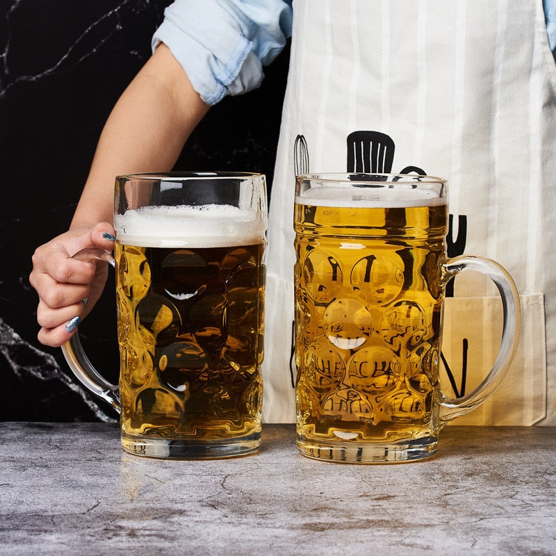 Large 1 Liter Glass Beer Mug with Handle by HitMyNeed