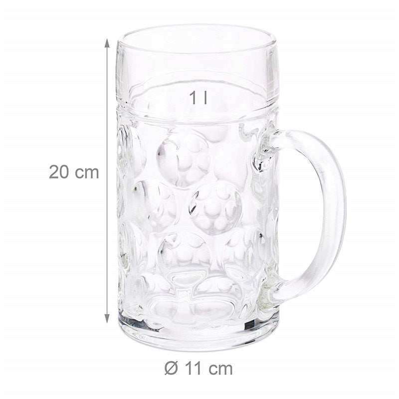 Large 1 Liter Glass Beer Mug with Handle by HitMyNeed