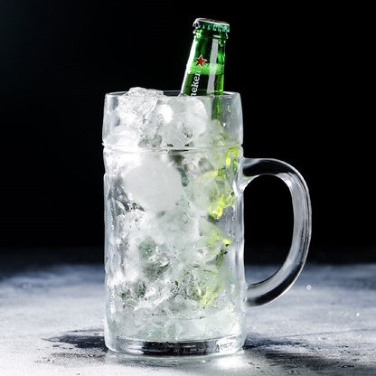 Large 1 Liter Glass Beer Mug with Handle by HitMyNeed