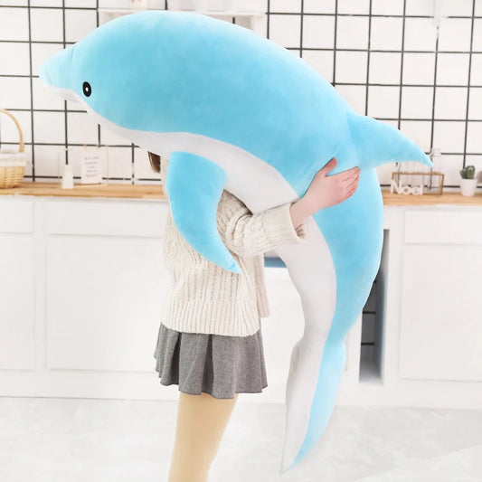 Large 100cm Plush Dolphin Toy Sleeping Pillow Blue by HitMyNeed