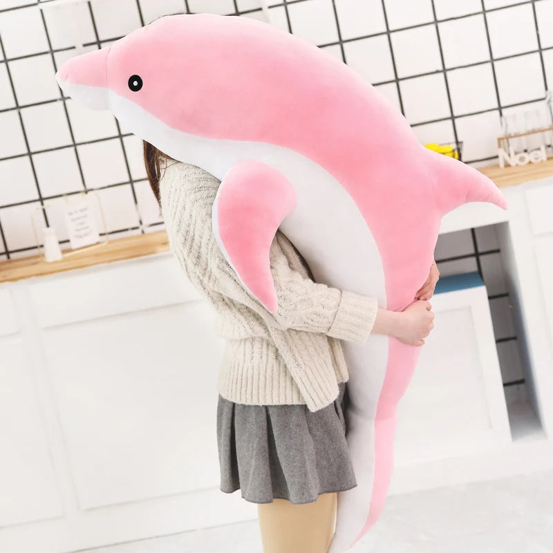 Large 100cm Plush Dolphin Toy Sleeping Pillow Pink by HitMyNeed