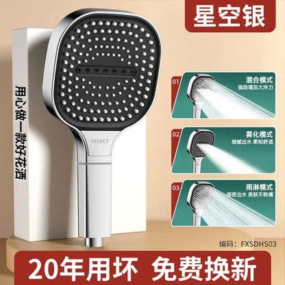 Large 3‑Mode High Pressure Filtered Shower Head Set sliver-head-shower by HitMyNeed