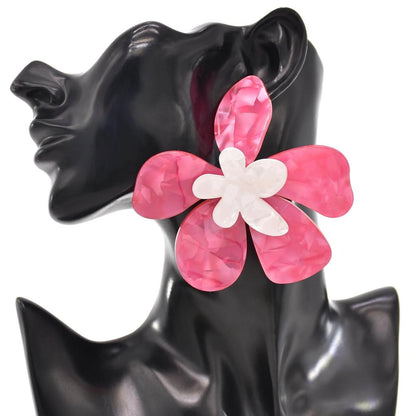 Large Acrylic Flower Statement Earrings for Women by HitMyNeed
