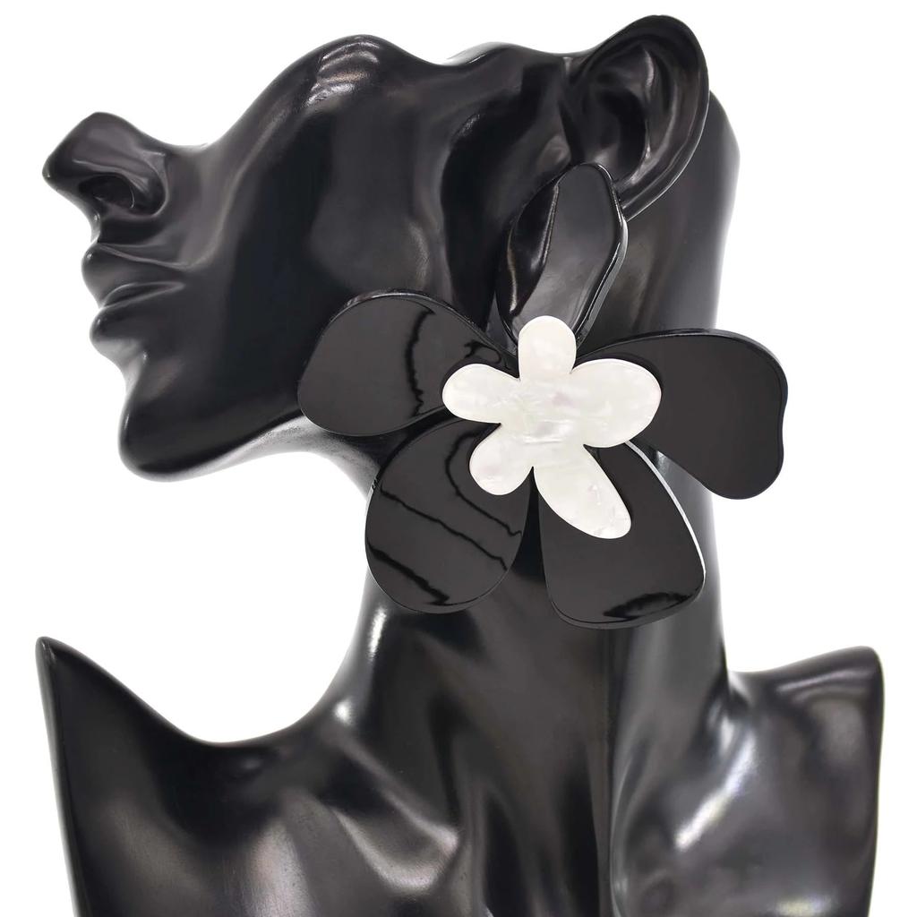 Large Acrylic Flower Statement Earrings for Women by HitMyNeed