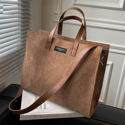 Large Capacity Corduroy Crossbody Shoulder Bag by HitMyNeed