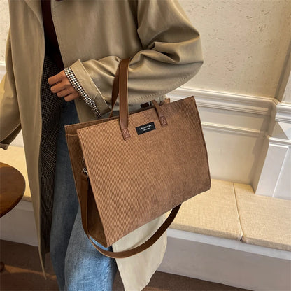 Large Capacity Corduroy Crossbody Shoulder Bag by HitMyNeed