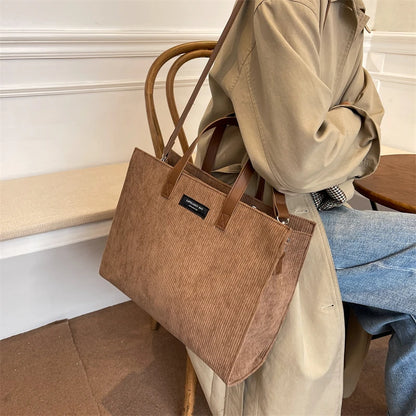 Large Capacity Corduroy Crossbody Shoulder Bag by HitMyNeed