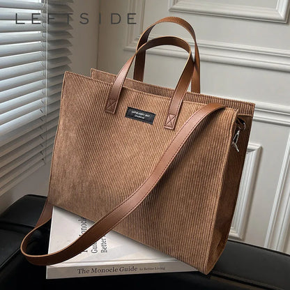 Large Capacity Corduroy Crossbody Shoulder Bag by HitMyNeed
