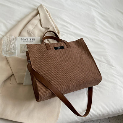 Large Capacity Corduroy Crossbody Shoulder Bag coffee by HitMyNeed