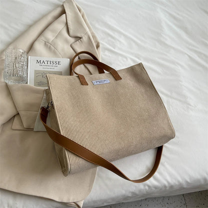 Large Capacity Corduroy Crossbody Shoulder Bag khaki by HitMyNeed
