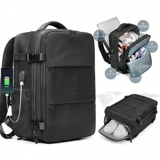 Large Capacity Multifunction Business Travel Backpack black by HitMyNeed