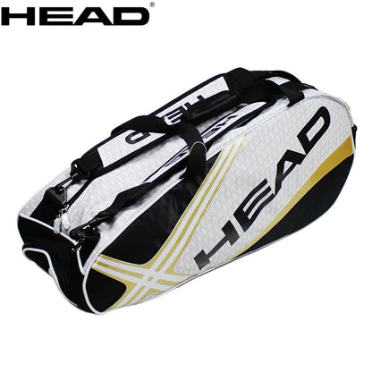 Large Capacity Tennis Racket Backpack with Shoe Compartment golden-white by HitMyNeed