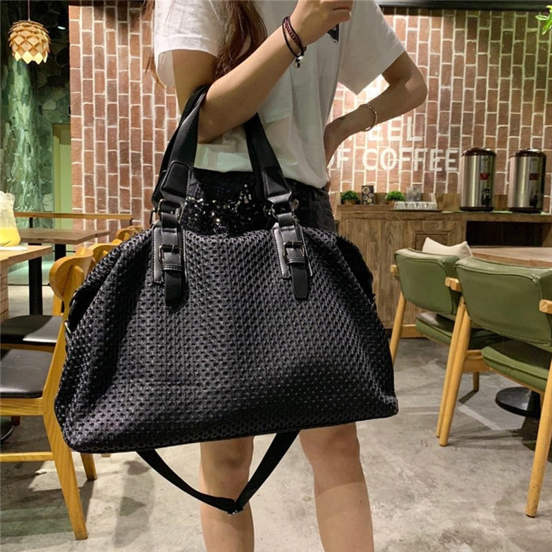 Large Capacity Women's Nylon Travel Tote Bag by HitMyNeed