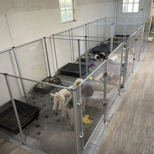 Large Clear Acrylic Dog Playpen with Whelping Pen XL - 132x132x80.5cm by HitMyNeed
