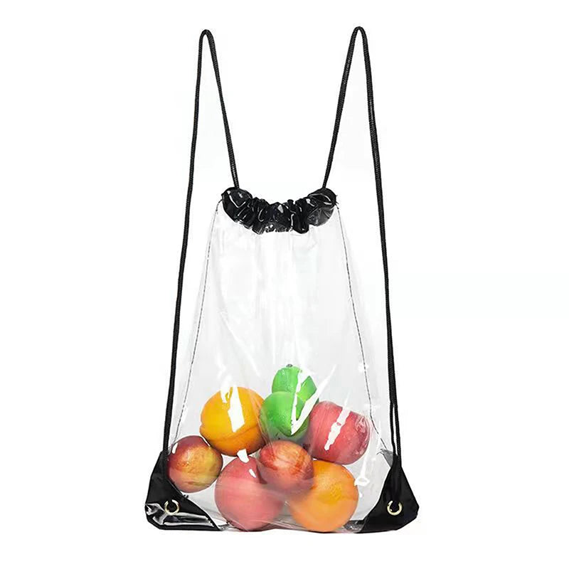 Large Clear Drawstring Backpack for Events & Travel by HitMyNeed