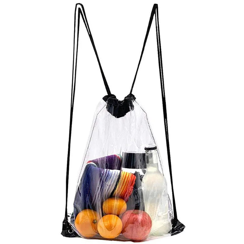 Large Clear Drawstring Backpack for Events & Travel by HitMyNeed