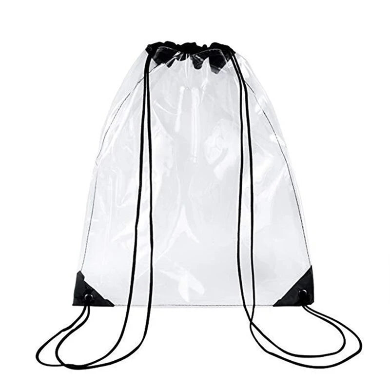 Large Clear Drawstring Backpack for Events & Travel black by HitMyNeed