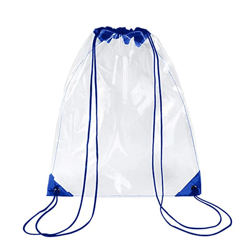 Large Clear Drawstring Backpack for Events & Travel blue by HitMyNeed