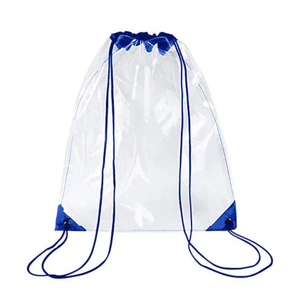 Large Clear Drawstring Backpack for Events & Travel blue by HitMyNeed