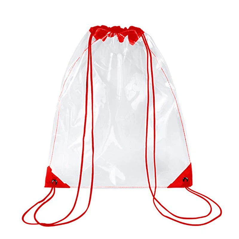 Large Clear Drawstring Backpack for Events & Travel red by HitMyNeed