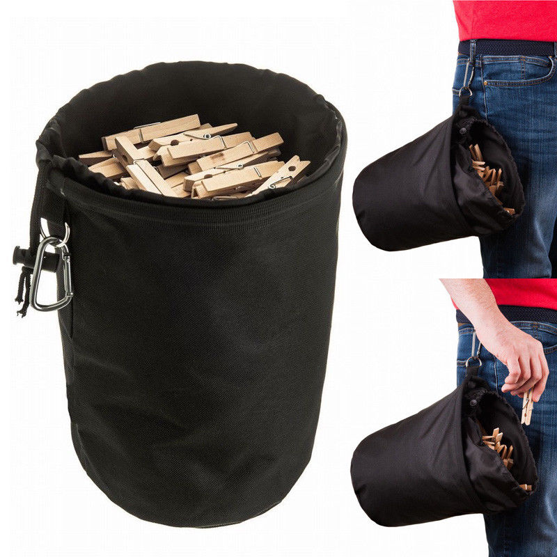 Large Drawstring Clothespin Holder Bag with Hook by HitMyNeed