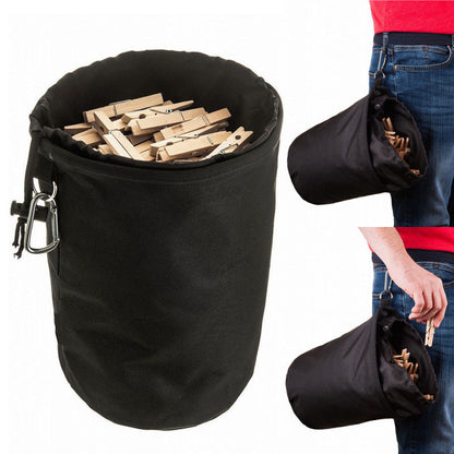 Large Drawstring Clothespin Holder Bag with Hook by HitMyNeed