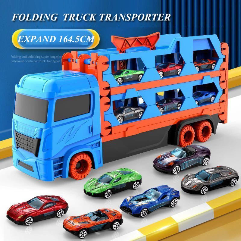Large Folding Car Transporter Truck with Racing Track by HitMyNeed