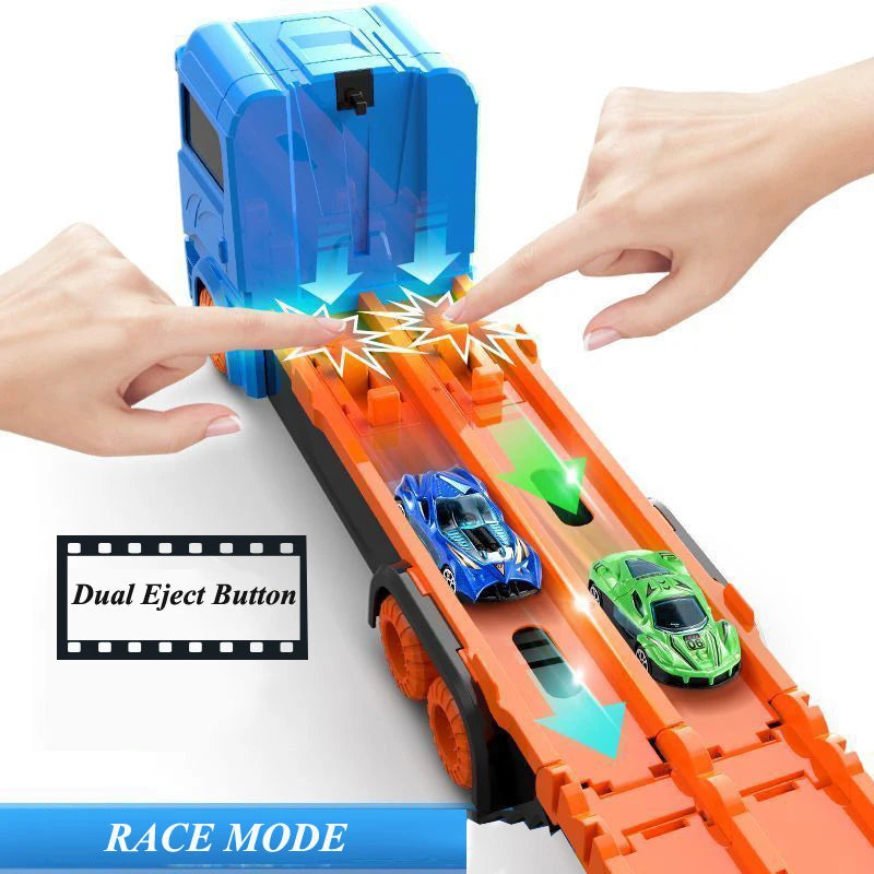 Large Folding Car Transporter Truck with Racing Track by HitMyNeed