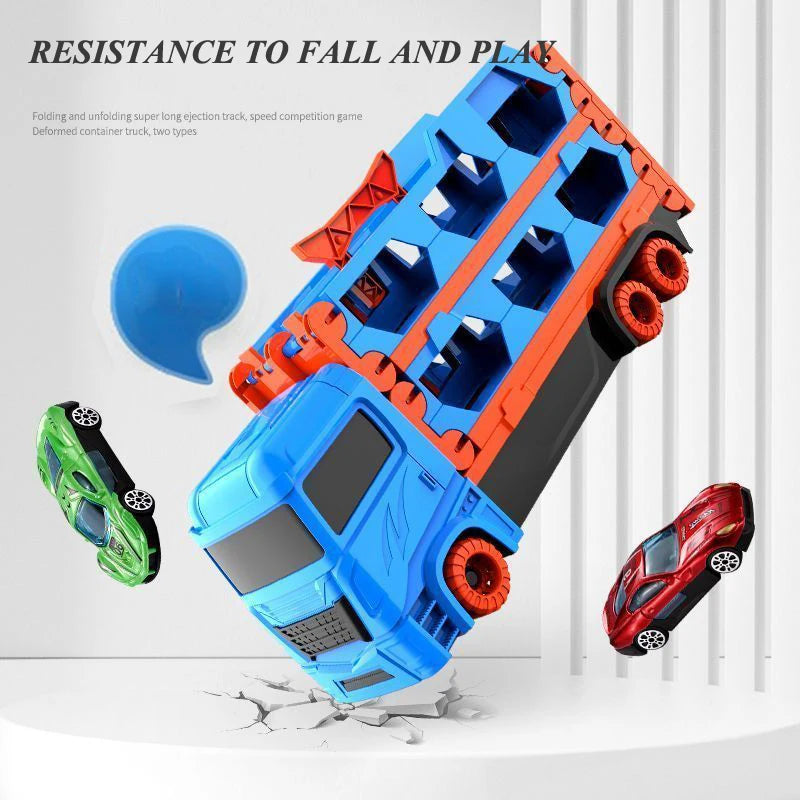 Large Folding Car Transporter Truck with Racing Track by HitMyNeed