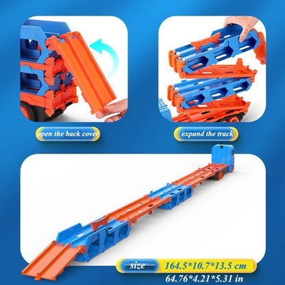 Large Folding Car Transporter Truck with Racing Track by HitMyNeed