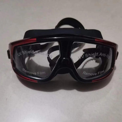 Large Frame Adult Swimming Goggles HD Antifog black-red by HitMyNeed