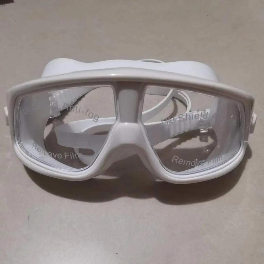 Large Frame Adult Swimming Goggles HD Antifog white by HitMyNeed