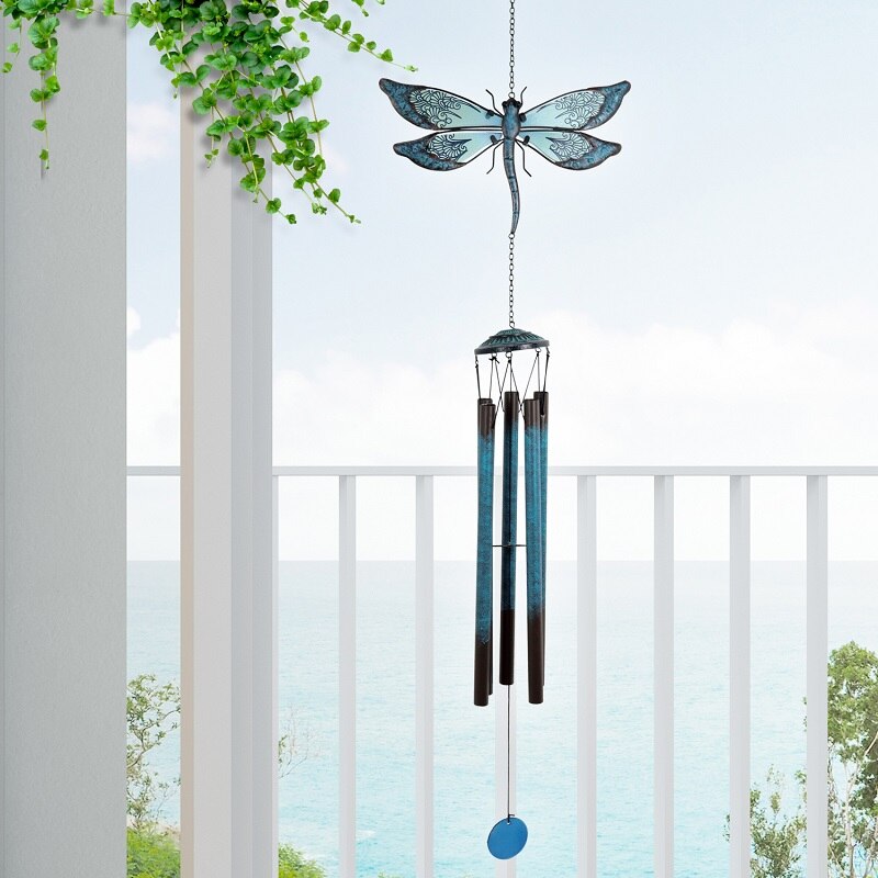 Large Hanging Glass Dragonfly Wind Chime by HitMyNeed