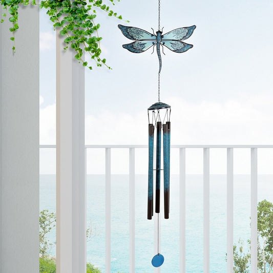 Large Hanging Glass Dragonfly Wind Chime by HitMyNeed