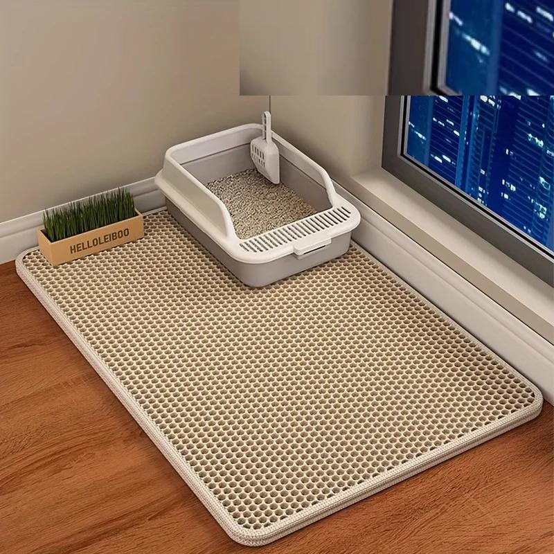 Large Honeycomb Cat Litter Mat, Double-Layer, Waterproof by HitMyNeed