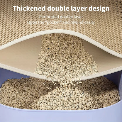Large Honeycomb Cat Litter Mat, Double-Layer, Waterproof by HitMyNeed
