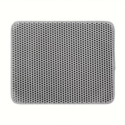Large Honeycomb Cat Litter Mat, Double-Layer, Waterproof gray m-55x75cm by HitMyNeed